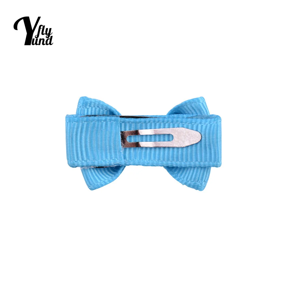 Yundfly 10pcs/lot 3.1 CM Mini Solid Color Ribbon Bows Toddler Hair Clips Cute Princess Bangs Hairpins Baby Headwear Holiday Gift