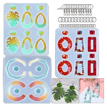 

123 PCS Resin Earring Molds, Silicone Earring Molds Epoxy Jewelry Resin Molds Kit with Earring Hooks Jump Rings Jewel