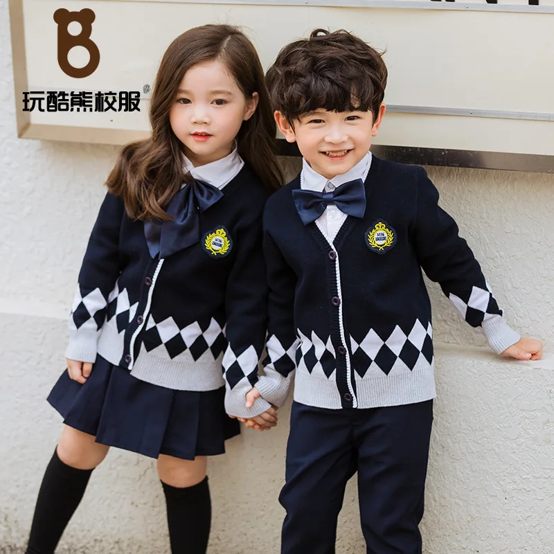 

Kindergarten Suit Spring And Autumn Set CHILDREN'S Cardigan England College Style Business Attire Young STUDENT'S School Uniform