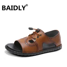 Летние кожаные уличные сандалии; мужские сандалии-гладиаторы; повседневные пляжные сандалии для прогулок; Zandalias Para Hombre Verano