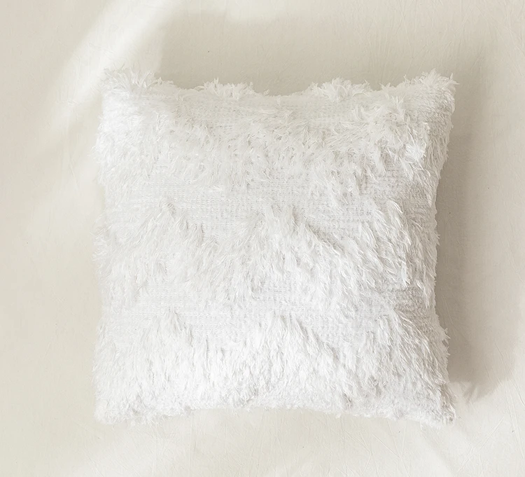 White 45x45 см/50x50 см, наволочка для подушки, квадратный чехол для подушки, горчичный, розовый, серый, белый, наволочка для подушки, украшение дома, диван, перо, кисточки, плюш - Цвет: White
