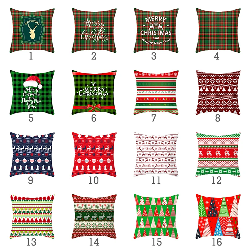 

Merry Christmas Printing Pattern Cushion Cover Polyester Throw Pillowcase Decorative Pillows For Home Sofa Car Seat Beds