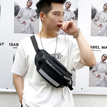 

Men Fanny Pack Reflective Strip Waist Bag Multi-Functional Outdoor Travel Shoulder Crossbody Chest Bags Sports Bag