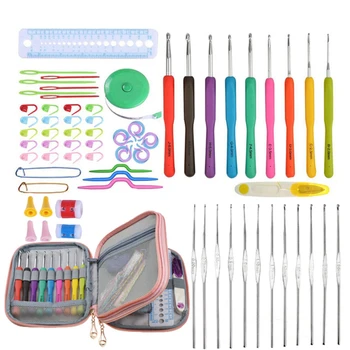 

72 Pcs/Set Aluminum Crochet Hooks Needles Circular Crochet Hook Knitting Needles DIY Craft Sewing Tools With Bag