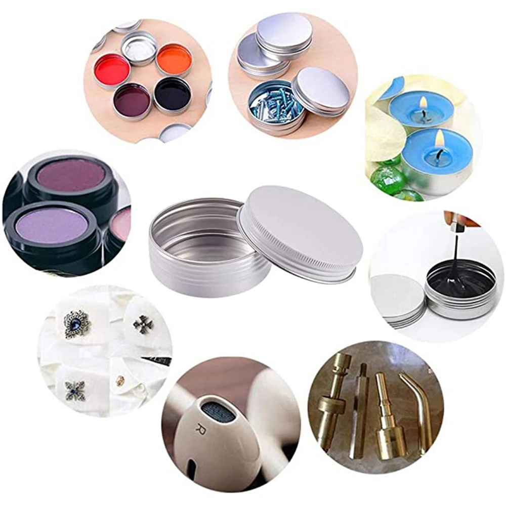 Metal Round Balm Tins 50Pcs/Lot 0.5Oz 1Oz 2Oz Empty Containers with Screw Lids for Salve Spices Candles