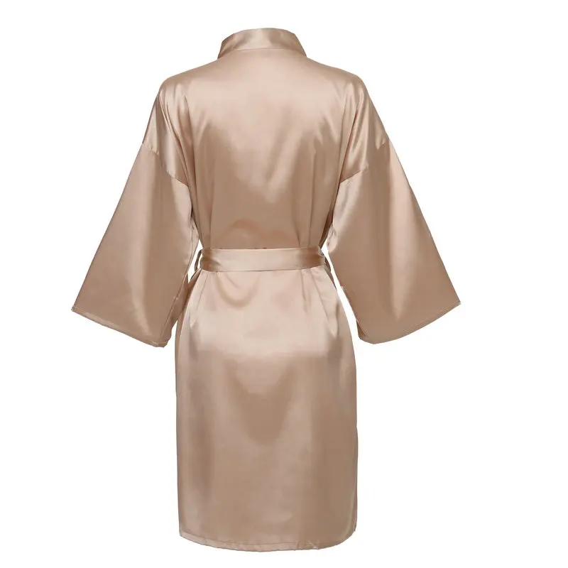 YUXINBRIDAL розовое золото атласный шелковый халат невесты Свадебный халат невесты халаты - Цвет: Rose G no text