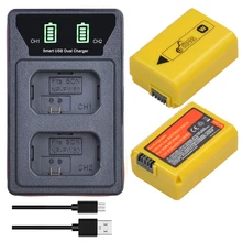 2160mAh NP FW50 NP-FW50 batterie + LED intégré USB double Chager pour Sony A6000, A6500, A6300, A7, A7II, A7RII, A7SII, A7S, A7S2