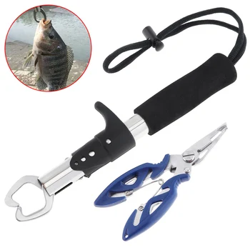 

2pcs/lot Multifunctional Fishing Plier Stainless Steel Fish Clamp Lip Holder + Lure Hook Remover Line Cutter Scissors
