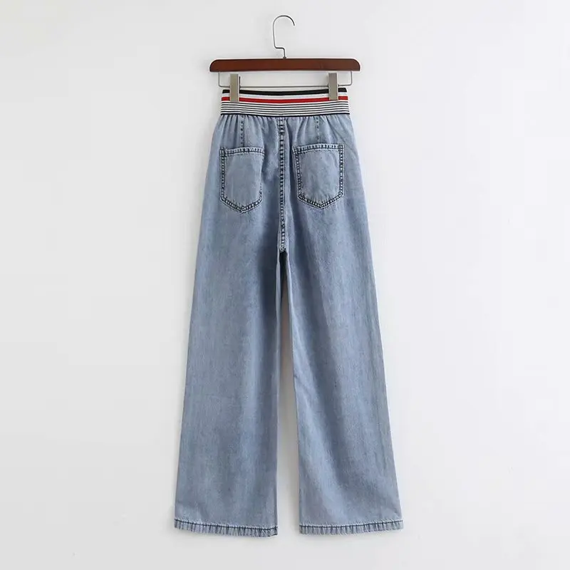 Woah QQ53-980 Европейская и американская мода смягченные полосатые шелковые эластичные штаны