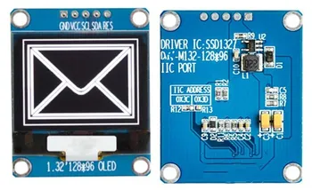 

IPS 1.32 inch 5PIN White OLED Screen with Adapter Board SSD1327 Drive IC 128*96 IIC Interface 3.3V