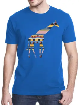 

Giraffe Ethnic Pattern T-Shirt New Arrivals Summer Cool Men Tee Breathable All Cotton Short Sleeve T Shirt