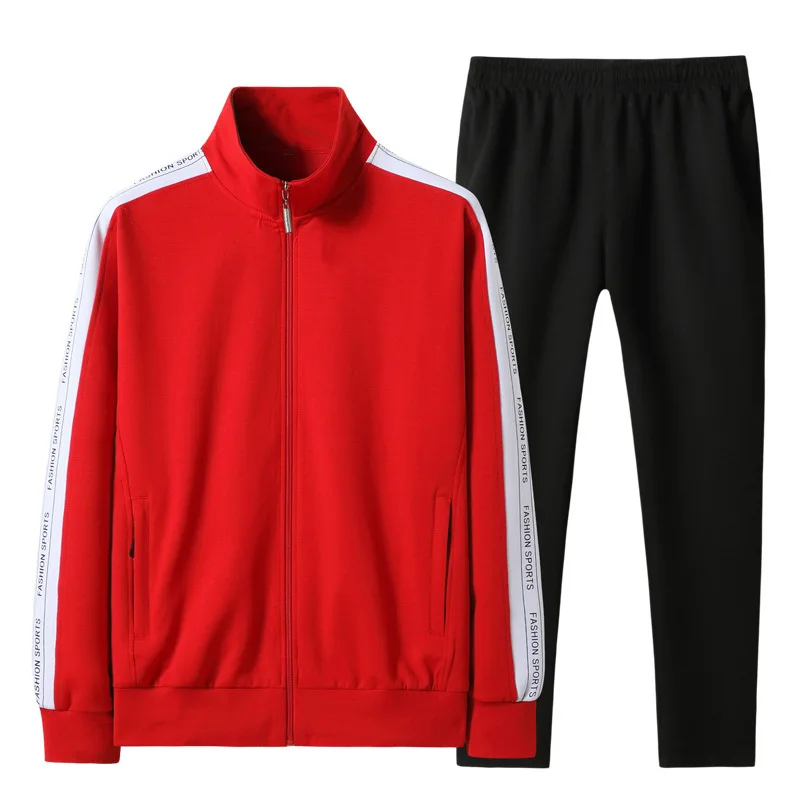 

Autumn Male Long Sleeve Trousers Sports Suit plus Size Pure Cotton Leisure Loose Running Clothing Youth Li Collar Cardigan