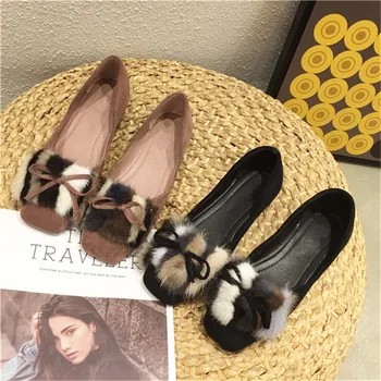 

Scarpe Donna Flats Women Shoes Faux Fur Female Shoes Butterfly-Knots Chaussures Femme Low Heels Zapatos De Mujer Ladies Flats