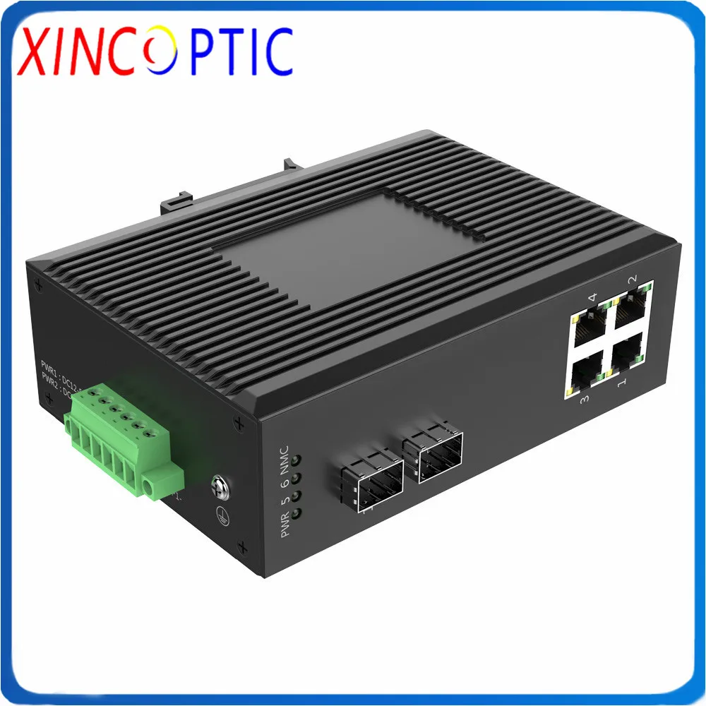 2SFP + 4RJ45 за исключением SFP 6 портов на din-рейке промышленный гигабитный Ethernet