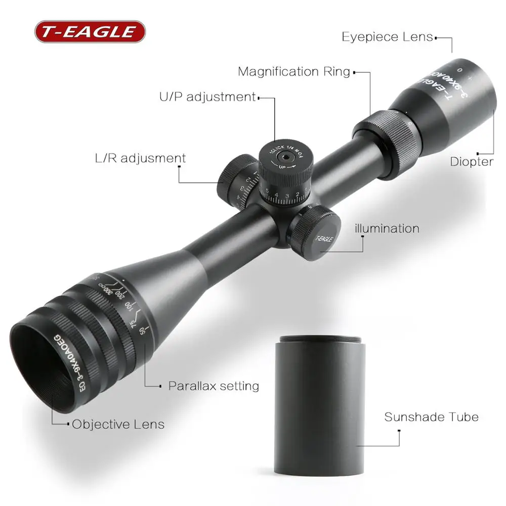 TEAGLE 3-9x40 AOEG Hunting Scopes Optics Rifle Scopes Tactical Riflescope Airsoft Air Guns Sniper Rifle Scope illumination