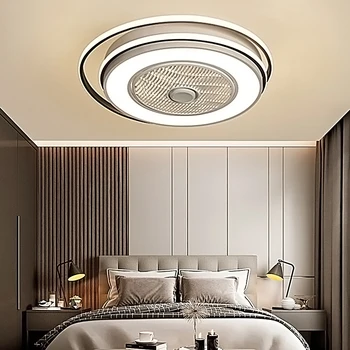 

Modern Ceiling Fan with Light and Remote Control LED Round Ceiling Lamp with Fans for Bedroom Living Room Dinning Room kitchen