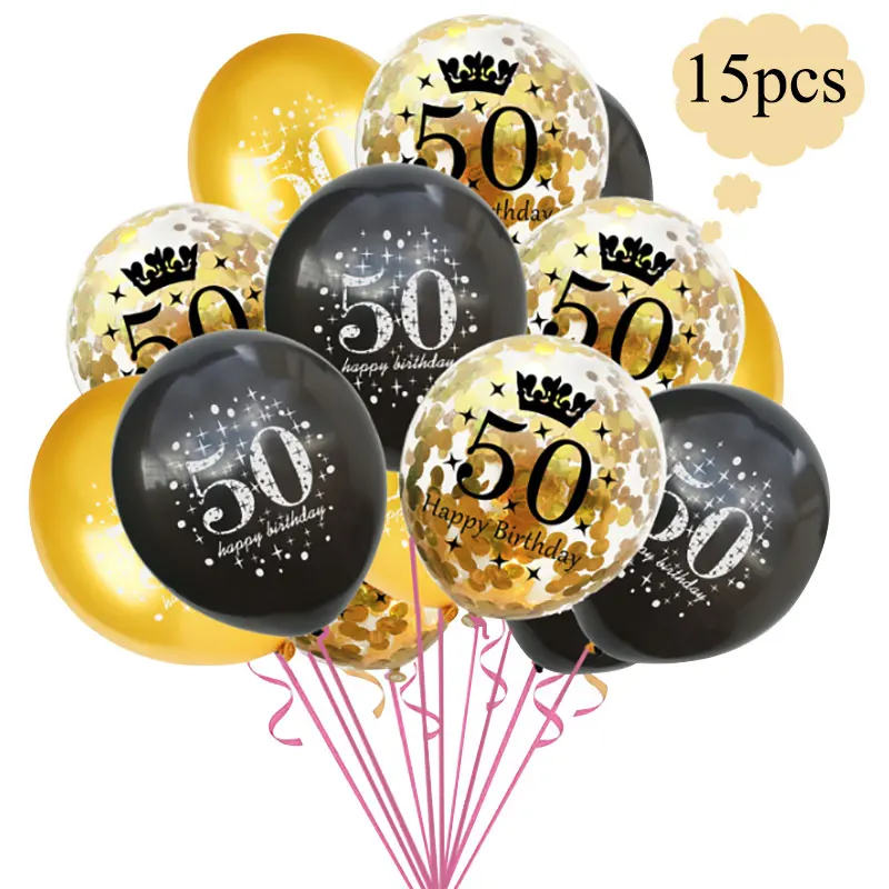 balloon15pcs Черная тема вечерние одноразовая посуда украшение шар baby shower 21/30/40/50/60/70/80 лет вечерние баннер - Цвет: balloon15pcs