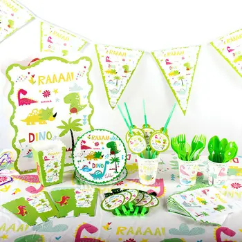 

Dinosaur Party Tableware Set Dinosaur Hat Paper Plate Popcorn Box Snack Box For Kids Birthday Baby Shower Party Supplies Decor
