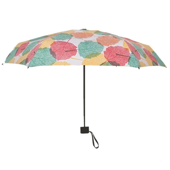 

Pocket Mini Umbrella Windproof And Durable 5 Fold Umbrella Flathead Portable Portable Umbrella Uv Umbrella Leaf Printing