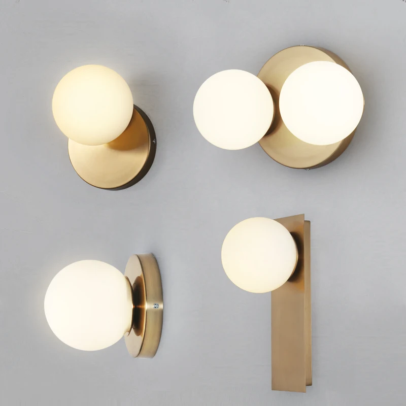

Post Modern Line Wall Lamp Minimalism Nordic Glass Ball Led Wall Sconce Light Fixtures Bathroom Bedside Mirror Lights Loft Decor