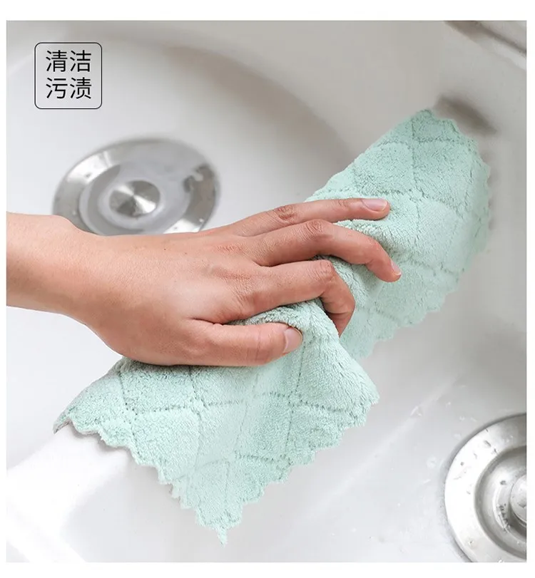 Douyin печатная двухсторонняя водопоглощающая ткань для мытья посуды без масла, плотное полотенце для рук ca zhuo bu, кухонные тряпки