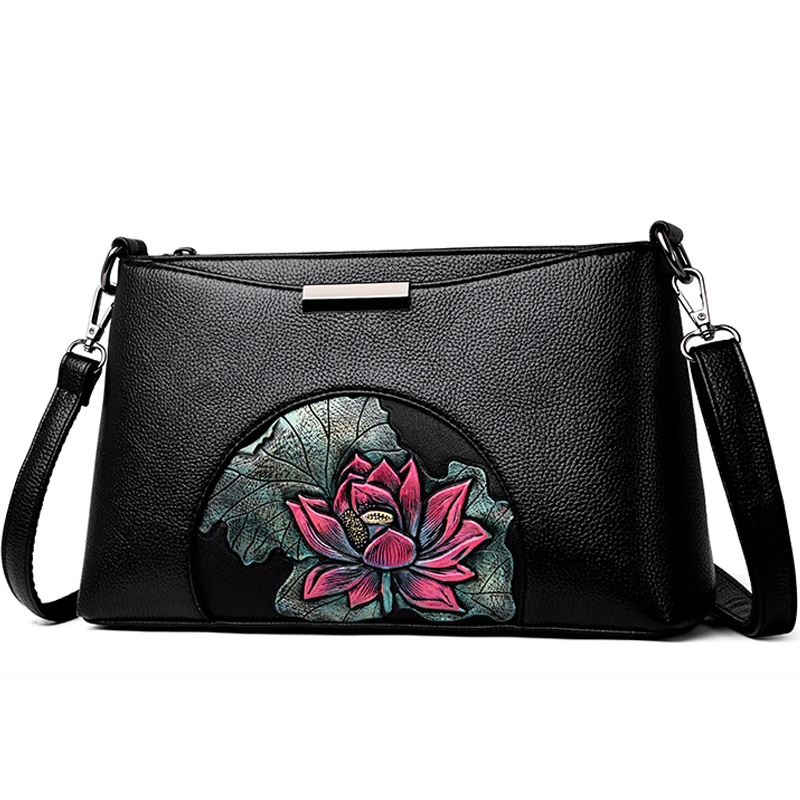 Роскошные дамские сумочки из 2018 натуральной кожи с цветами дизайнерские сумки