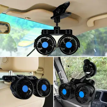 

12/24V Dual Head Adjustable Wind Summer Car Truck Rotatable Clip Cooling Fan Summer Heat-relief Fun Auto Car Accessories