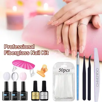 

Professional Fiberglass Nail Kit Fiber Nails Extension For Nail Building Extension Acrylic Tips Manicure Salon Tool Set