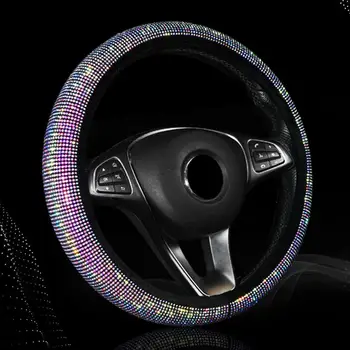 

15 Inch Diamond Crystal Steering Wheel Cover Universal Diamond Car Accessories Colorful Rhinestone Steering Wheel Cover