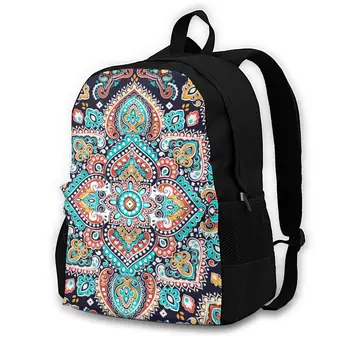 

Indian Floral Paisley Medallion Ethnic Mandala Backpack Shoulder Bag Casual Women Backpack Teenage Girl School Bag Bagpack