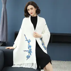 2019 Новая женская Норковая бархатная вышитый плащ пальто вязаный пояс-шнур рукав толстый шарф плащ производитель продает напрямую
