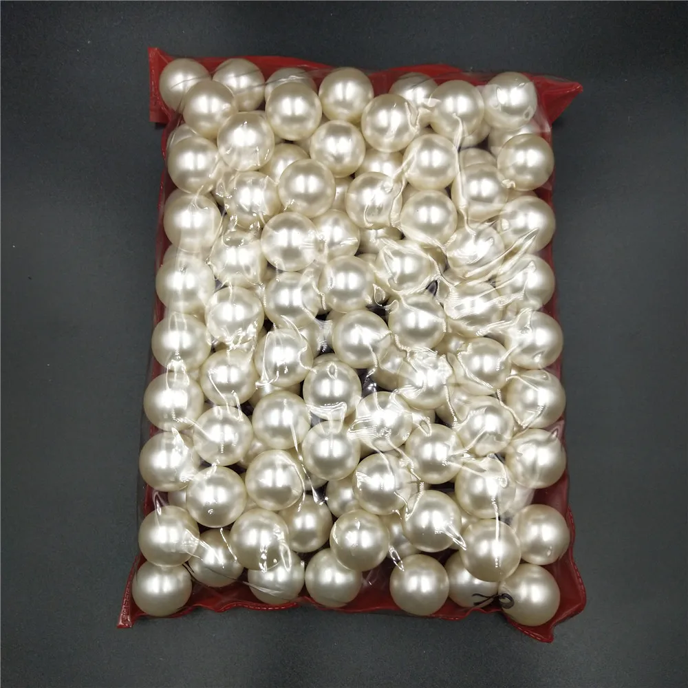 2-22mm No Hole Ivory Round Acrylic ABS Imitation Pearl Bead Charm Loose Beads for Jewelry Making Craft Necklace Earring Headwear