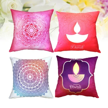 

4 Pcs Throw Pillow Case Square Mandala Diwali Fashion Pillow Protector Cushion Case for Sofa Bedroom