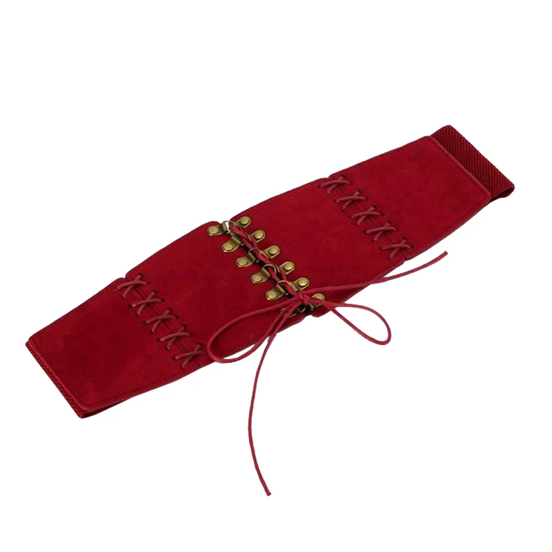 Западный эластичный тканевый бандаж из искусственной кожи Женский камербанд модный тонкий женский широкий ремень - Цвет: Red