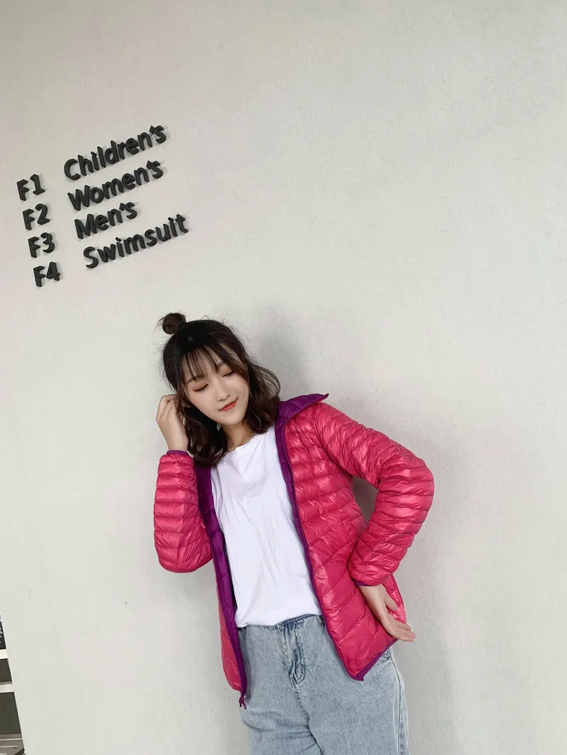 New Style Autumn And Winter Warm Slim Fit Slimming Stand Collar Double-sided Wear Thin down Jacket Women's Short Coat Rever