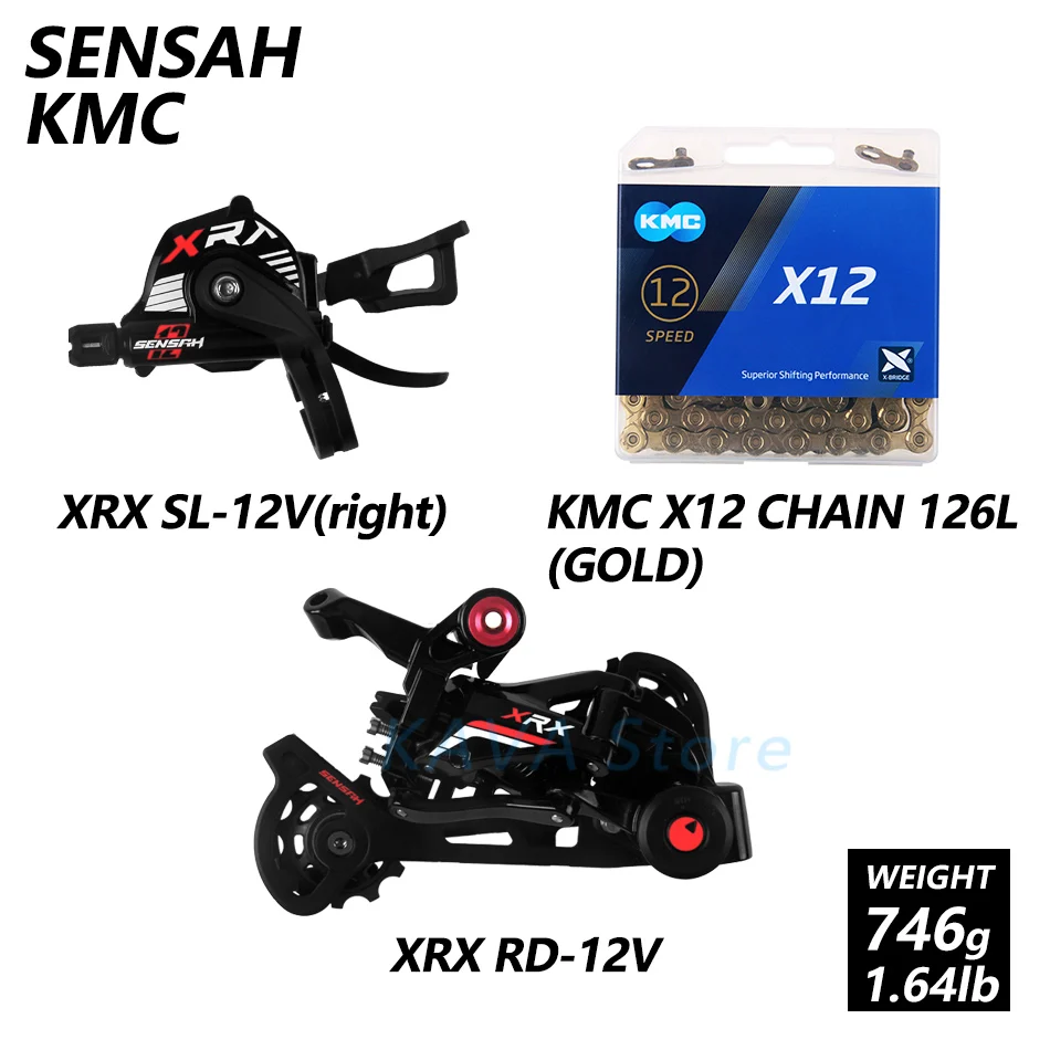 XRX and 12kmc Gold SENSAH XRX 1x12 Скорость M9100 горного велосипеда велосипедные переключатели 11-46/50/52T 9-50T XD маховик KMC X12 цепи GXP Кривошип звездочки - Цвет: XRX and 12kmc Gold