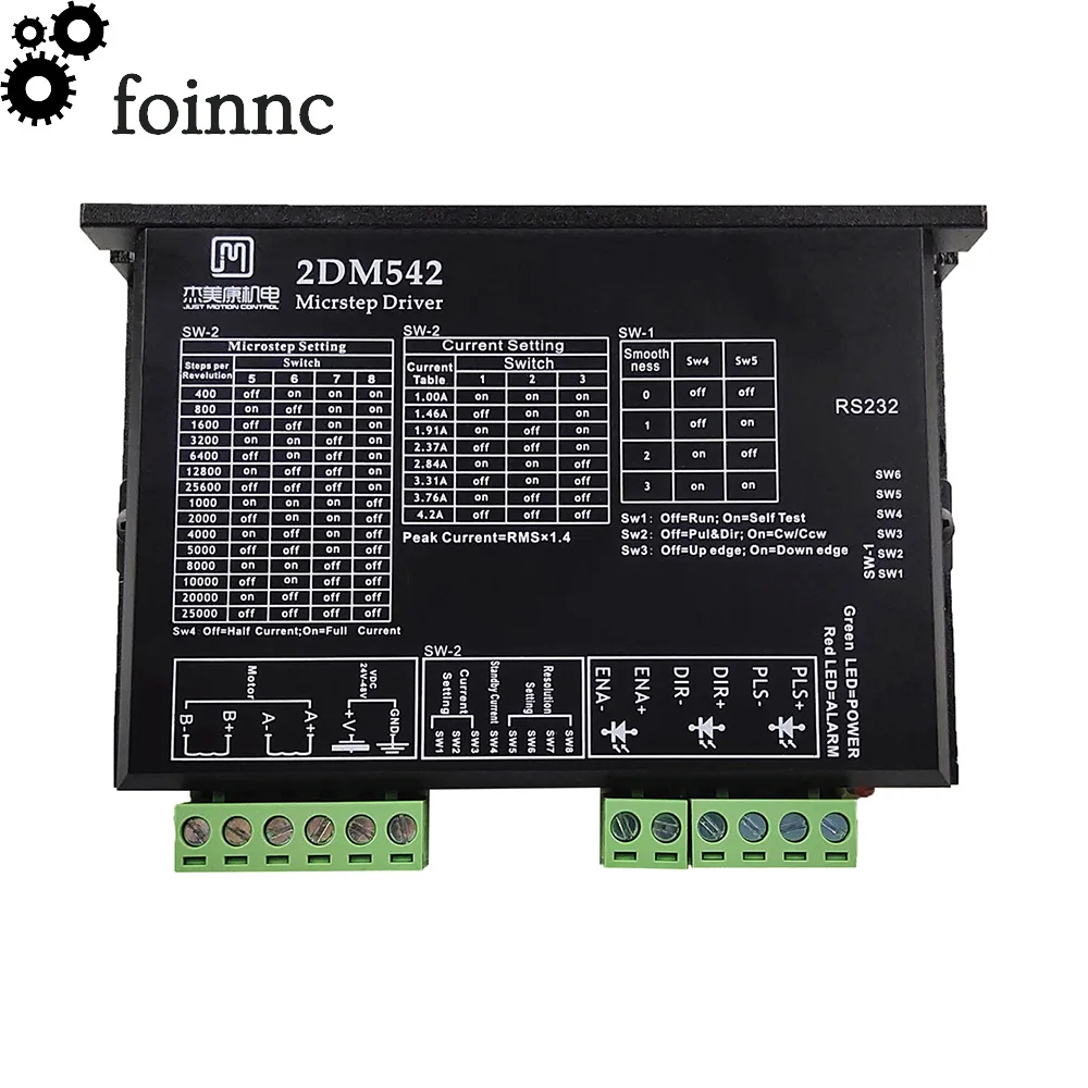 2DM542 N двухфазный шаговый мотор драйвер 42/57 двигатель контроллер DC24V 48V 17/23 Драйвер