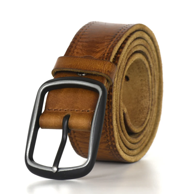 

new crazy horse genuine leather belt for men cowhide men's leather belts vintage jean strap brown color 130 cm thong manual