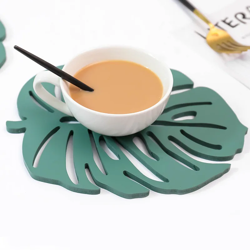 

Turtle Leaf Placemat Artificial Green Plant Non-slip Insulation Home Tableware Western anti-hot plate Kitchen Table Decor mats