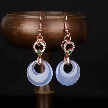 

Natural Ice Chalcedony Earrings Men and Women Chalcedony Ring Earrings Fashion Jade Jewelry Wholesale