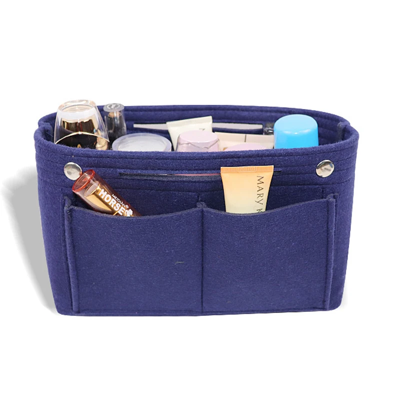 Многофункциональная сумка, войлочная сумка, косметичка, органайзер, вставные сумки, женская косметичка, косметичка, необходимые косметички - Цвет: Dark blue