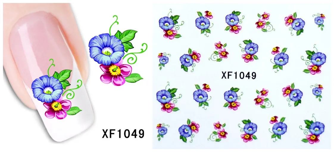 5 Sheet/lot 3D Nail Art Water Sticker Manicure Design beauty Flower Series Water Nail Stickers Transfer Decals Nails Tips - Цвет: XF1049
