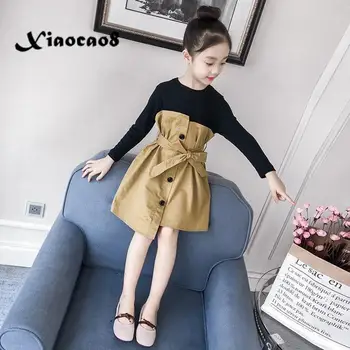 

Spring Long Sleeve Dress for Girls Elegant Bow Princess Dress Kids O Neck Cotton Dresses Toddler Children' Dress Fall Clothing