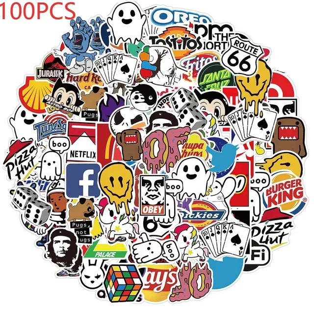 10/50/100Pcs Brand Stickers Laptop Macbook Cup Guitar Luggage Fridge Skateboard Bicycle Tide Logo Decal Sticker 100PCS