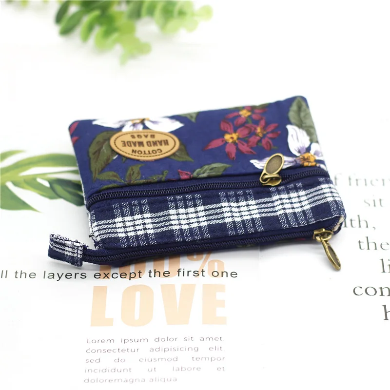 Coin Purse Fashion Flower Multi-layer Cotton Fabric Coin Purse Women Card Wallet