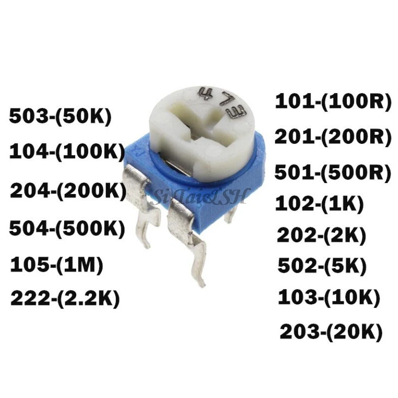 Trimpot Trimmer Potentiometer Variable Resistor RM065 RM-065 Series 100 200 500 1K 2K 5K 10K 20K 50K 100K 200K 500K 1M Ohm 20pcs trimmer potentiometer adjustable resistor multiturn potentiometer linear potentiometer rotary potentiometer potentiometer kit electronic components