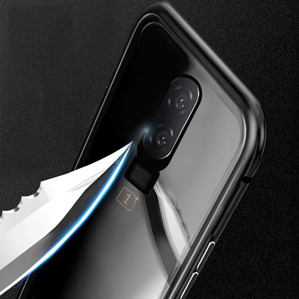 Магнитный адсорбционный металлический корпус из закаленного стекла для Oneplus 6