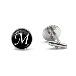 Men's Fashion A-Z Single Alphabet Cufflinks Silver Color Letter Cuff Button for Male Gentleman Shirt Wedding Cuff Links Gifts