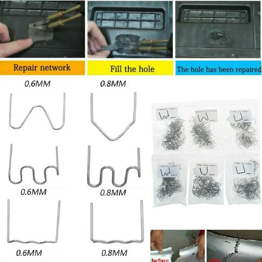 

500Pieces 0.6 / 0.8mm Hot Stapler For For Various Plastic Repair Machine Welding Wire Car Bumper Repair Tool Welder Repair