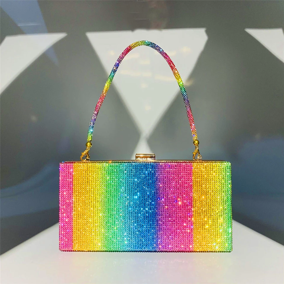 vaak Activeren impliceren Rainbow Diamond Clutch Bag Elegante Partij Avond Tas Voor Vrouwen  Portemonnee En Handtassen Luxe Designer Chain Crossbody Tas Bruiloft X8| |  - AliExpress